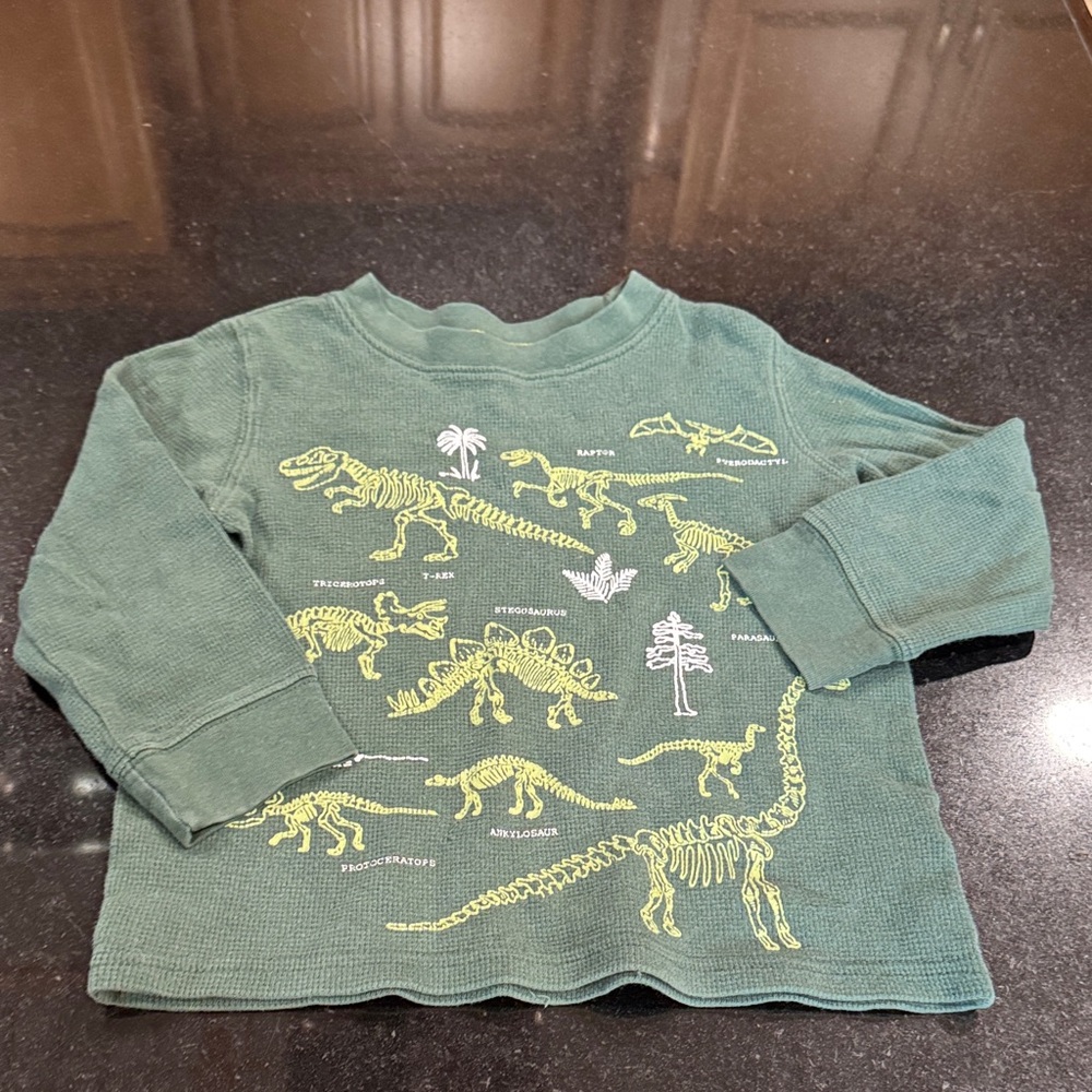 Carter's Forest Green Dinosaur Skeleton Long Sleeve Tee